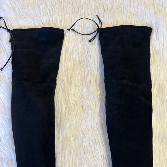 Stuart Weitzman Lowland Over The Knee Boots Thigh High Suede Block Heel Flat - Picture 6 of 15